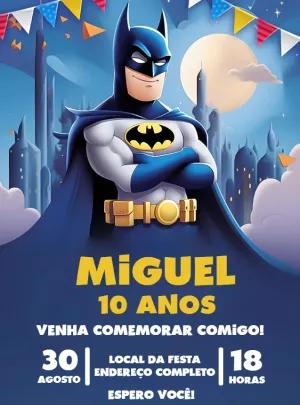 Convite de Aniversário Batman para Editar Online