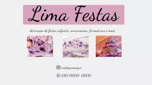 Cartão de Visita Decoração de Festas Profissional para Editar