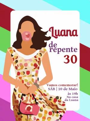 Convite De Repente 30 Aniversário Feminino para Editar