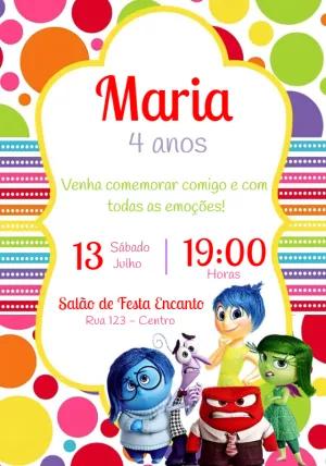 Convite de Aniversário Divertida Mente Editável Online