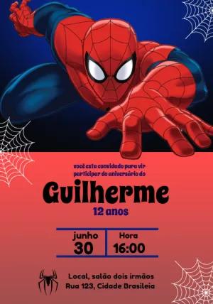 Convite de Aniversário Homem Aranha para Editar Online