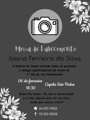 Convite Missa de 7º Dia com Foto para Editar Online