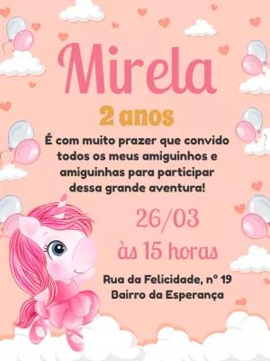 Convite Aniversário Unicórnio Bailarina para Editar Online