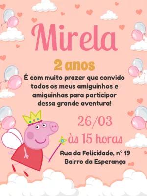 Convite Aniversário Peppa Pig Fadinha para Editar Online