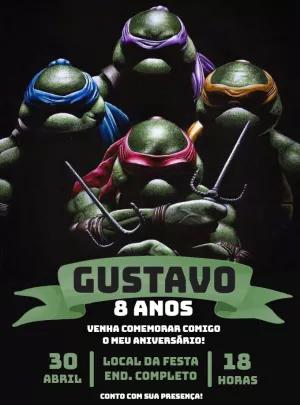 Convite de Aniversário Tartarugas Ninja para Editar Online