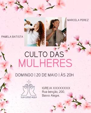 Convite Culto de Mulheres com Foto para Editar Online