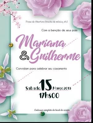 Convite de Casamento Floral com Rosas para Editar Online