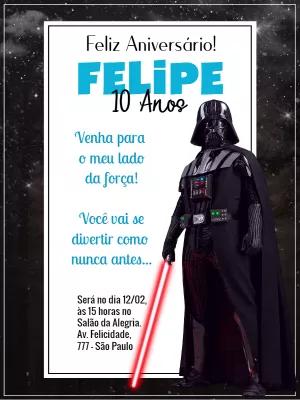 Convite Aniversário Star Wars com Darth Vader para Editar