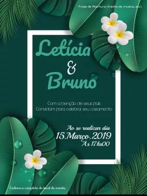 Convite de Casamento Tropical com Folhagens para Editar Online