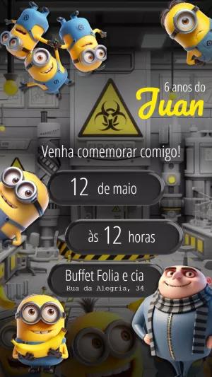 Convite de Aniversário dos Minions para Editar Online