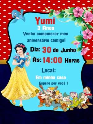 Convite Aniversário Branca de Neve Clássico para Editar Online