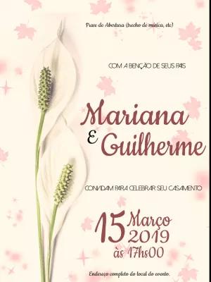 Convite de Casamento Floral com Lírio da Paz para Editar Online