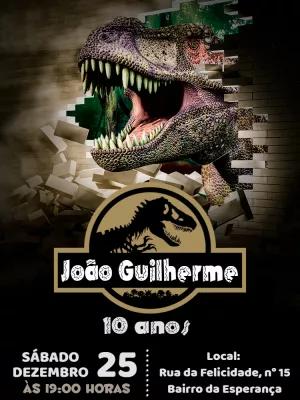 Convite de Aniversário Dinossauro Jurassic para Editar Online