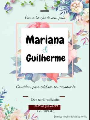Convite de Casamento Floral Aquarela para Editar Online