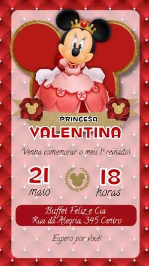 Convite de Aniversário Minnie Realeza para Editar Online