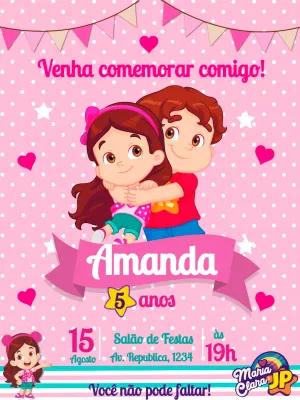Convite Aniversário Maria Clara e JP para Editar Online