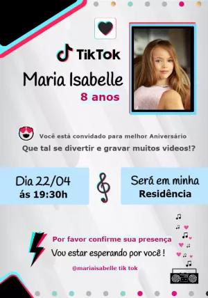 Convite Aniversário TikTok com Foto para Editar Online