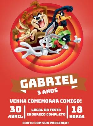 Convite de Aniversário Looney Tunes para Editar Online