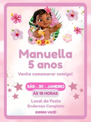 Convite de Aniversário Moana Baby para Editar Online