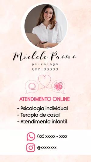 Cartão de Visita Psicóloga com Design Delicado para Editar