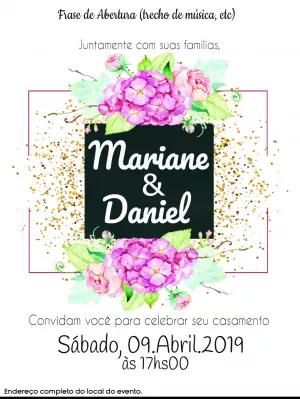 Convite de Casamento Floral com Glitter para Editar Online