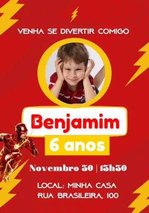Convite Aniversário The Flash com Foto para Editar Online