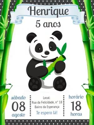 Convite de Aniversário Panda Fofo para Editar Online