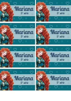 Etiqueta Escolar Merida Valente para Editar Online e Imprimir