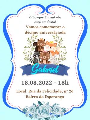 Convite Aniversário Bosque Encantado com Animais para Editar