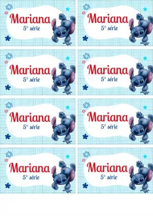 Etiqueta Escolar do Stitch para Editar e Imprimir Online