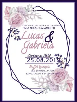 Convite de Casamento Floral com Rosas para Editar Online
