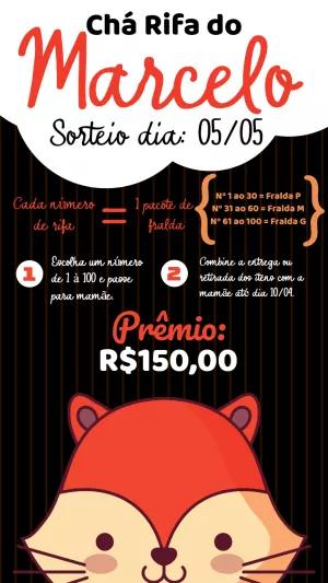 Convite Chá Rifa Raposinha Fofa para Editar Online