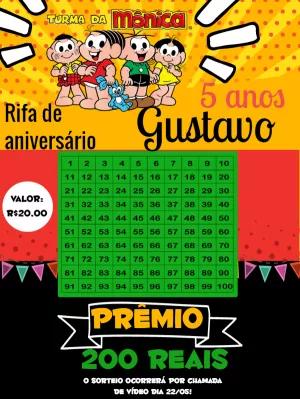 Rifa de Aniversário Turma da Mônica para Editar Online