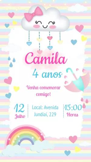 Convite de Aniversário Chuva de Amor para Editar Online