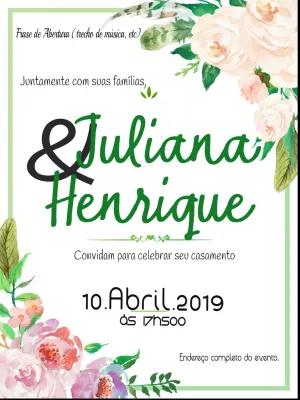 Convite de Casamento Floral Aquarela para Editar Online