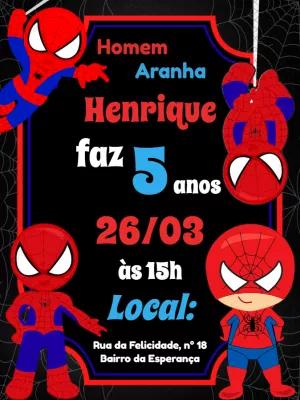 Convite Aniversário Homem Aranha para Editar Online