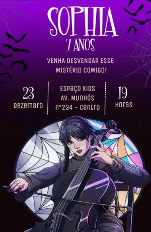 Convite de Aniversário Wandinha Addams para Editar Online