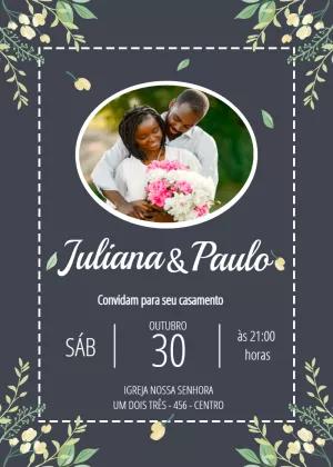 Convite de Casamento Floral com Foto para Editar Online