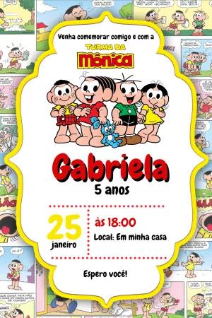 Convite de Aniversário Turma da Mônica para Editar Online