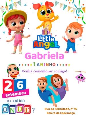 Convite de Aniversário Little Angel com Personagens para Editar