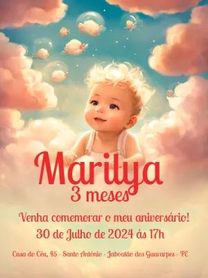 Convite de Aniversário Anjinha no Céu para Editar Online