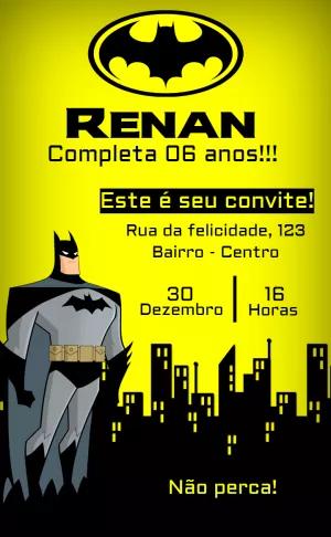 Convite de Aniversário Batman para Editar Online