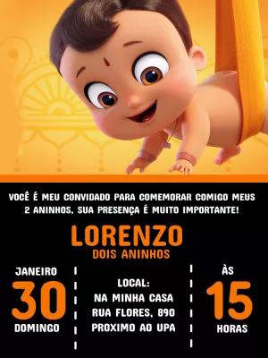 Convite Aniversário Pequeno Poderoso Bheem para Editar Online