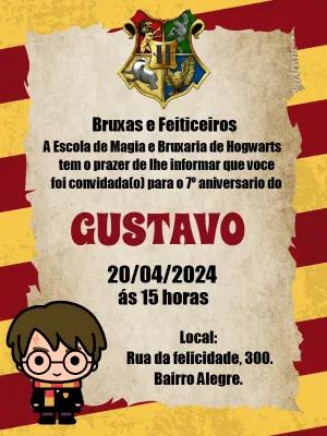 Convite de Aniversário Harry Potter para Editar Online