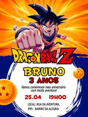 Convite de Aniversário Dragon Ball Z com Goku para Editar