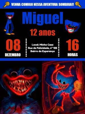 Convite de Aniversário Huggy Wuggy Editável Online