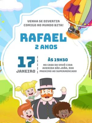 Convite de Aniversário Mundo Bita para Editar Online