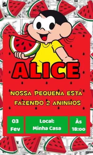 Convite Aniversário Magali e Melancia para Editar Online