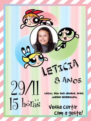 Convite Aniversário Meninas Super Poderosas com Foto para Editar