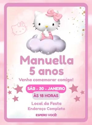 Convite de Aniversário Hello Kitty para Editar Online